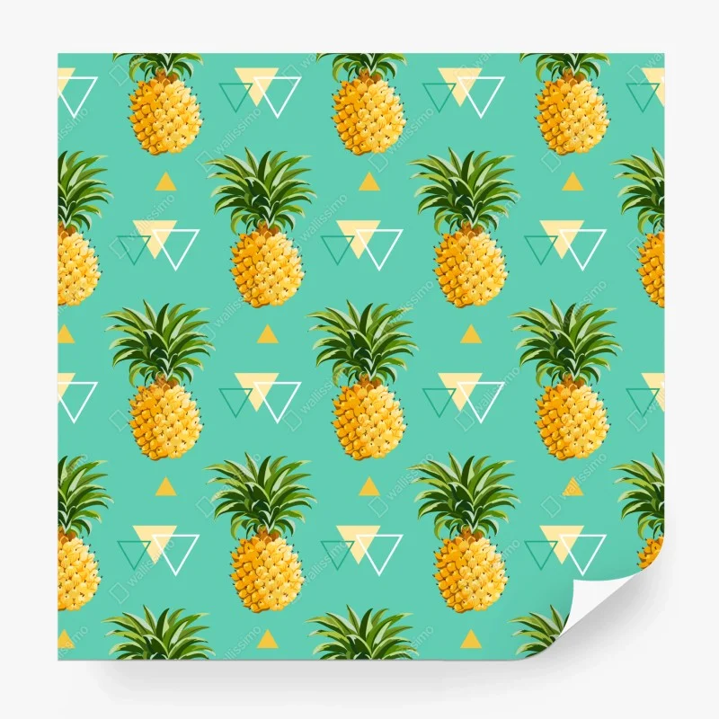 Papier peint motif ananas tropical géométrique – Wallnifity® Papier peint motif ananas tropical géométrique – Wallnifity®