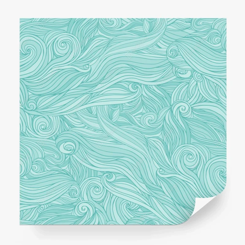 Papier peint motif aquatique ondulant turquoise – Wallnifity®
