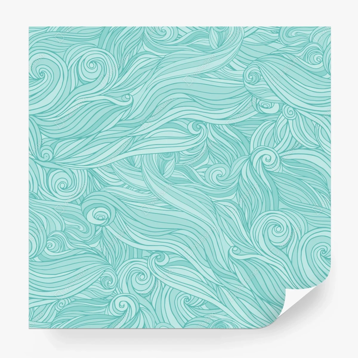 Papier peint motif aquatique ondulant turquoise – Wallnifity®