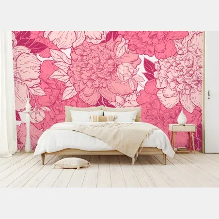 Papier peint pivoines roses élégantes – Wallnifity®