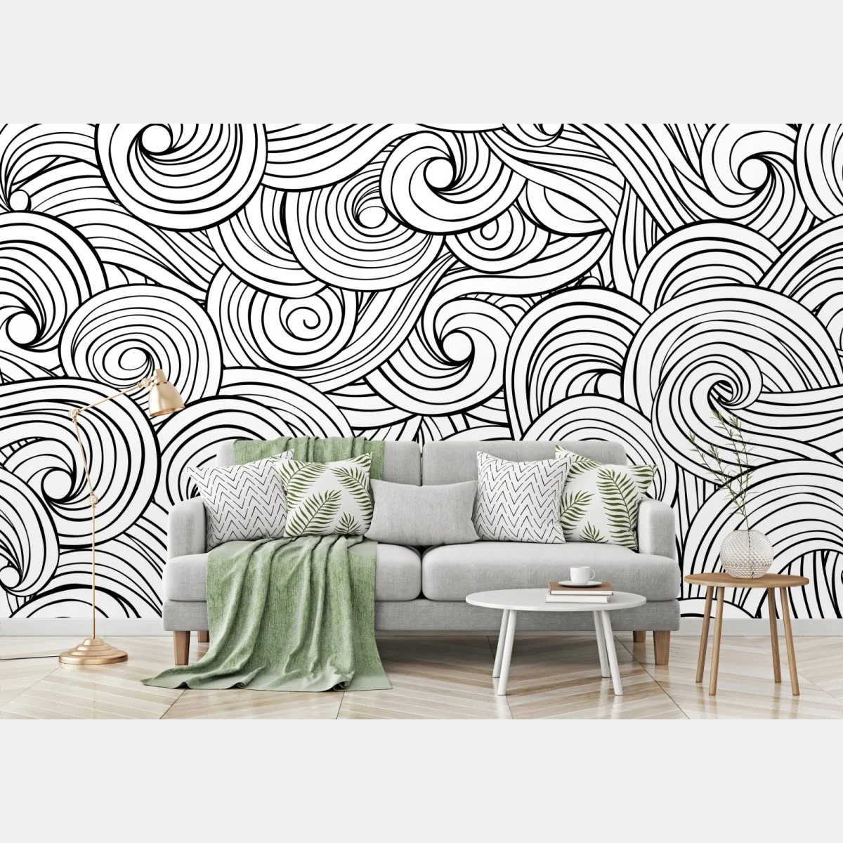 Papier peint motif tourbillonnant abstrait en noir et blanc – Wallnifity® Papier peint motif tourbillonnant abstrait en noir et blanc – Wallnifity®