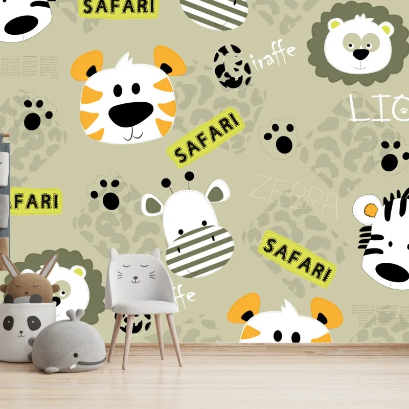 Papier peint motif safari mignon pour chambre d'enfant – Wallnifity® Papier peint motif safari mignon pour chambre d'enfant – Wallnifity®