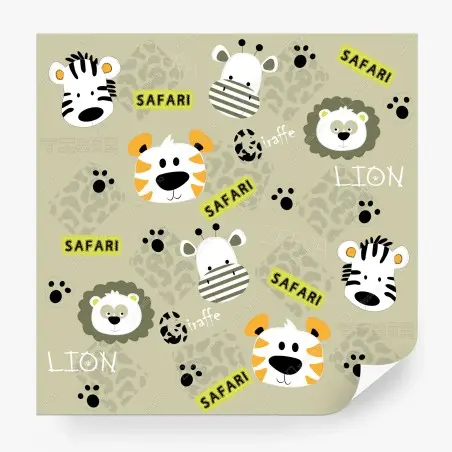 Papier peint motif safari mignon pour chambre d'enfant – Wallnifity®