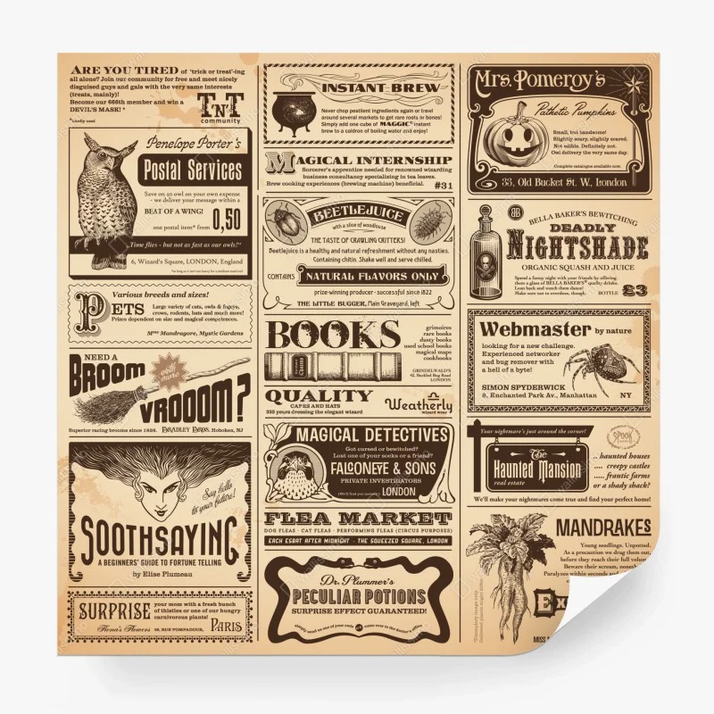 Papier peint affiche vintage de curiosités magiques – Wallnifity® Papier peint affiche vintage de curiosités magiques – Wallnifity®