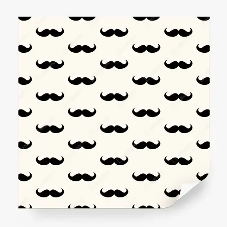 Papier peint motif moustaches rétro noir et blanc – Wallnifity®