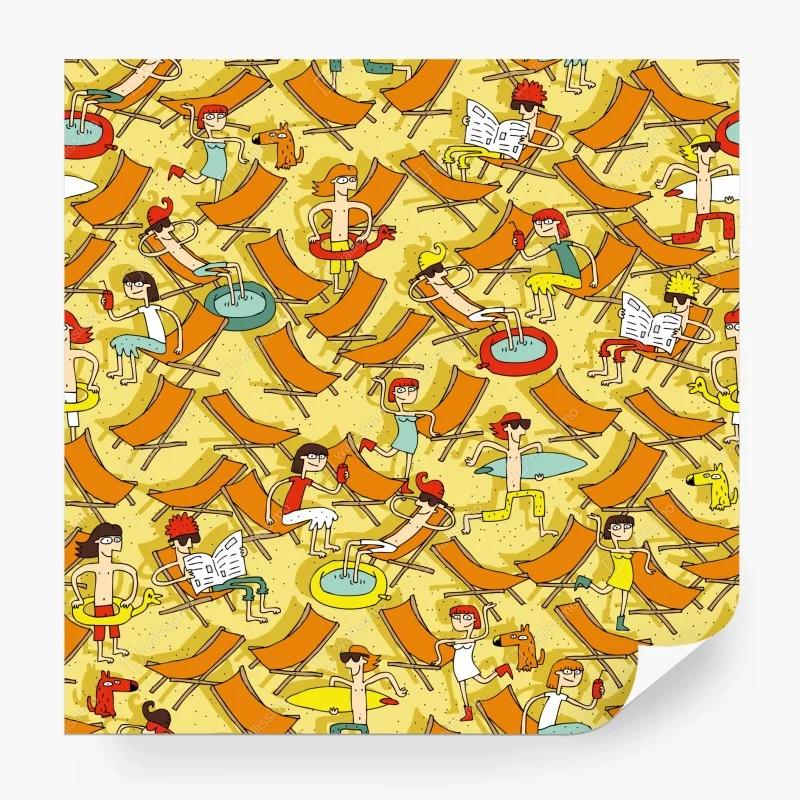 Papier peint scène de plage ensoleillée, motif estival – Wallnifity® Papier peint scène de plage ensoleillée, motif estival – Wallnifity®