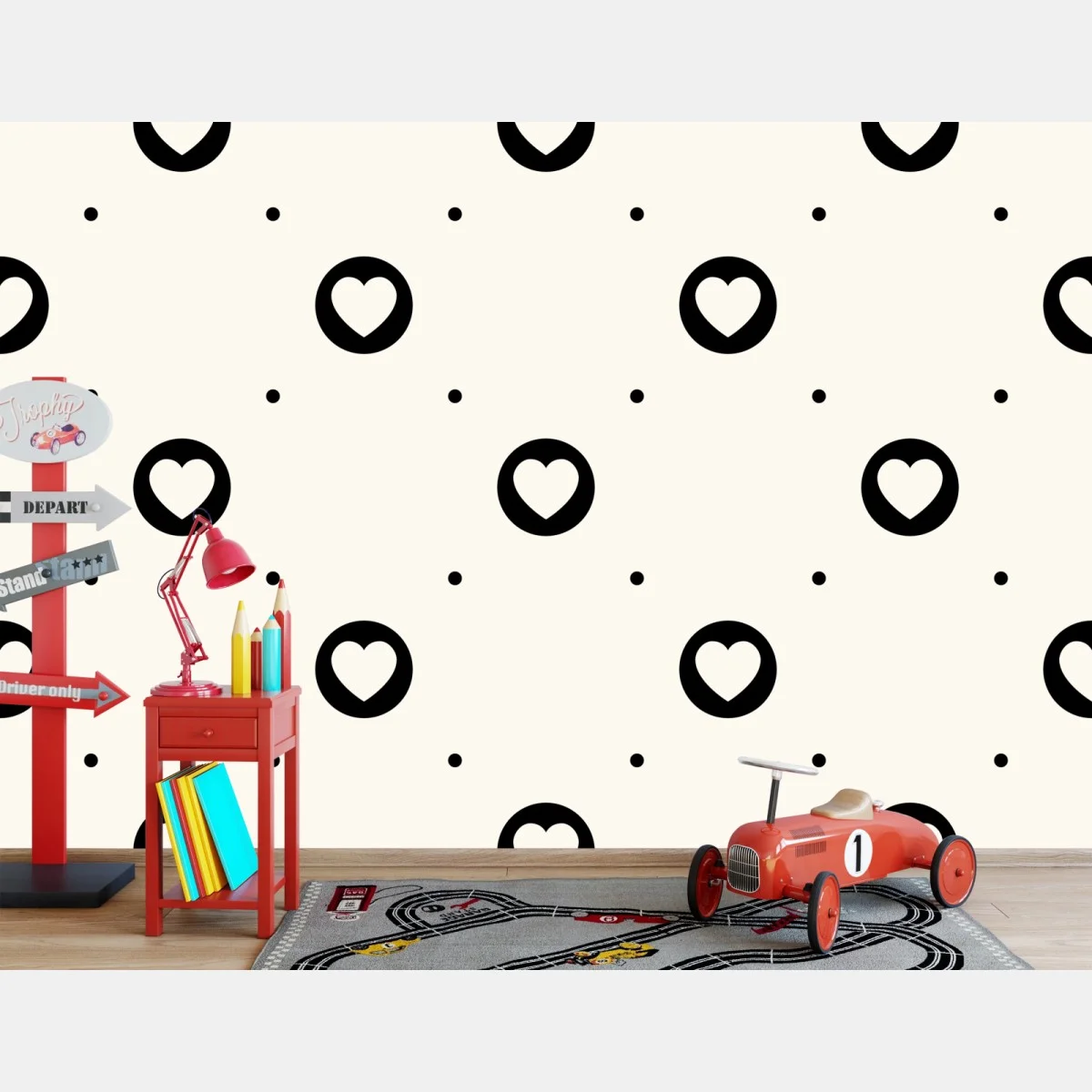 Papier peint motif cœur minimaliste monochrome pour décoration murale – Wallnifity® Papier peint motif cœur minimaliste monochrome pour décoration murale – Wallnifity®