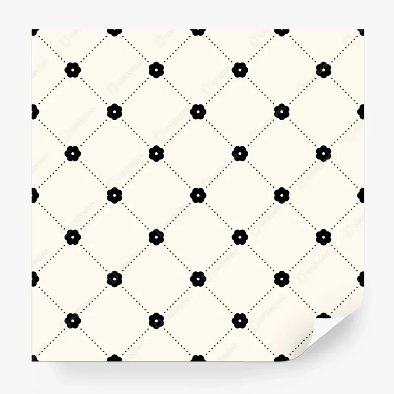 Papier peint motif floral géométrique noir et blanc – Wallnifity® Papier peint motif floral géométrique noir et blanc – Wallnifity®