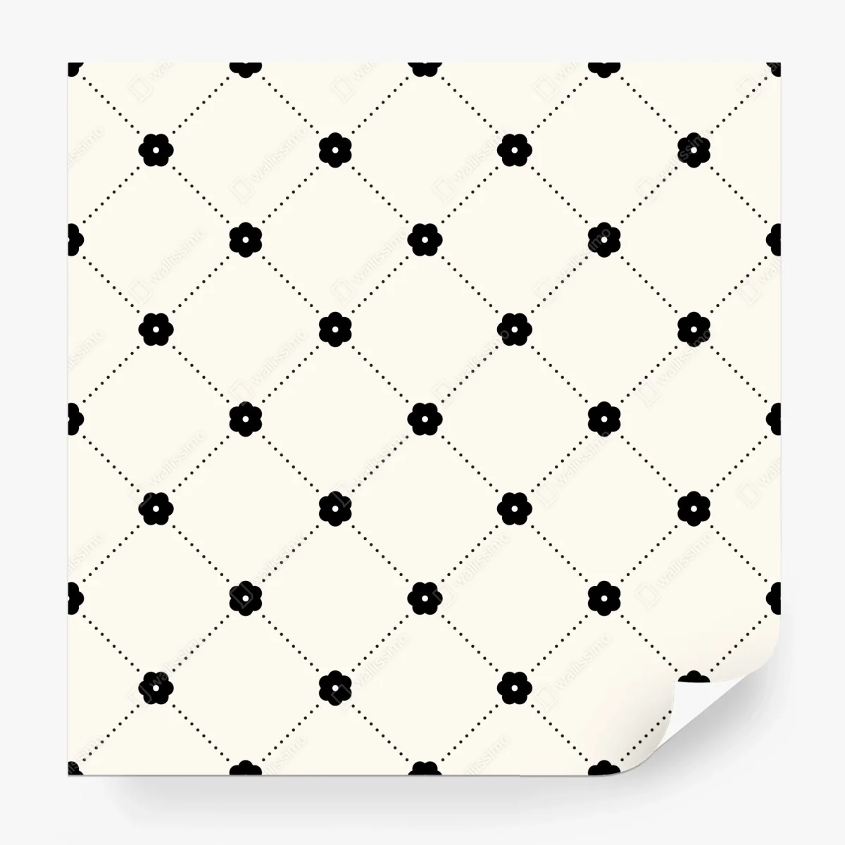 Papier peint motif floral géométrique noir et blanc – Wallnifity® Papier peint motif floral géométrique noir et blanc – Wallnifity®
