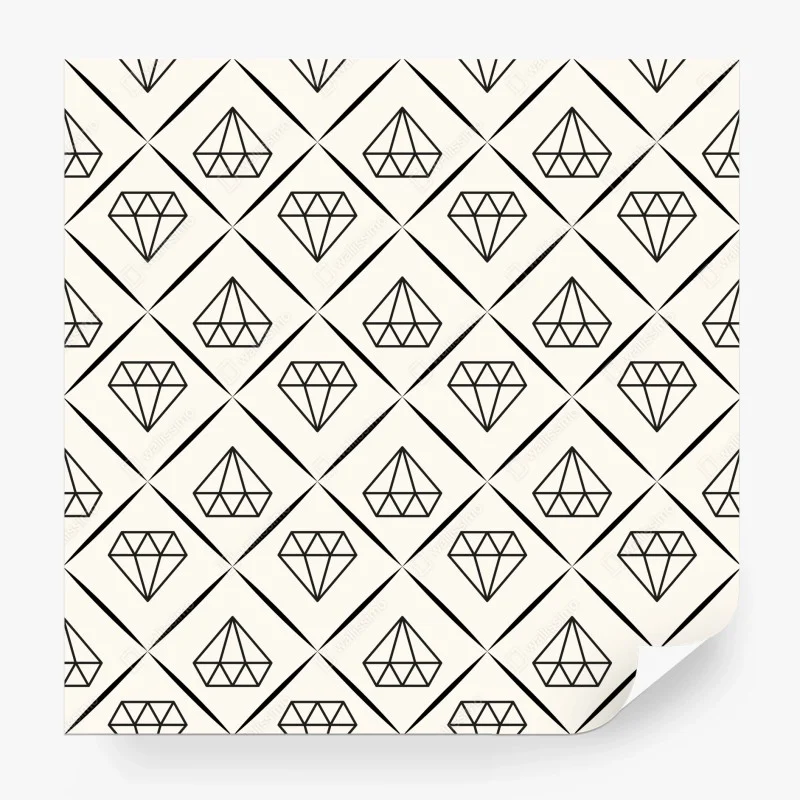 Papier peint motif diamant géométrique noir et blanc – Wallnifity®