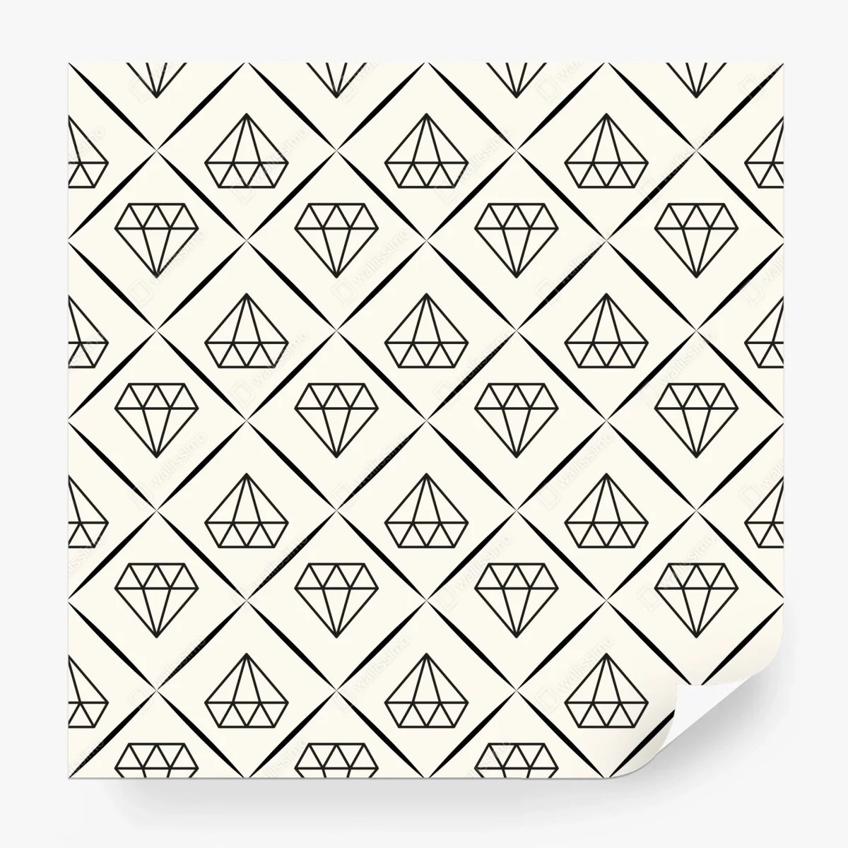 Papier peint motif diamant géométrique noir et blanc – Wallnifity®
