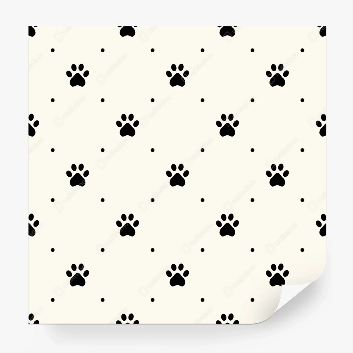 Papier peint motif pattes de chien minimaliste sur fond crème – Wallnifity®