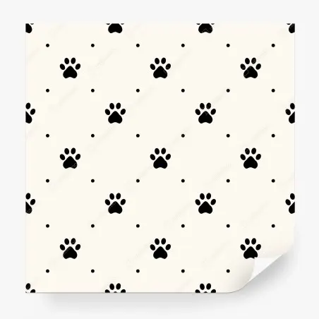 Papier peint motif pattes de chien minimaliste sur fond crème – Wallnifity®