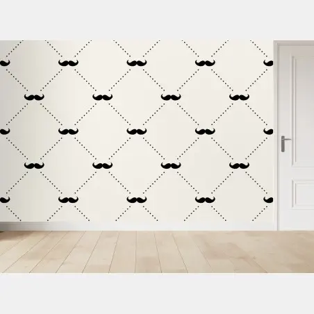 Papier peint motif de moustaches rétro en losanges – Wallnifity®