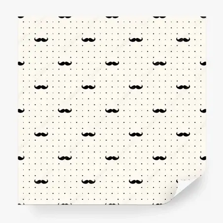 Papier peint motif moustaches rétro noir et blanc – Wallnifity®