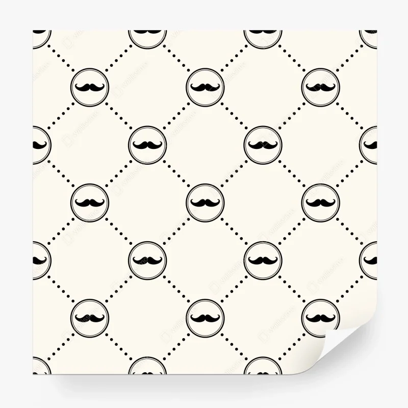Papier peint motif moustaches rétro en réseau – Wallnifity® Papier peint motif moustaches rétro en réseau – Wallnifity®