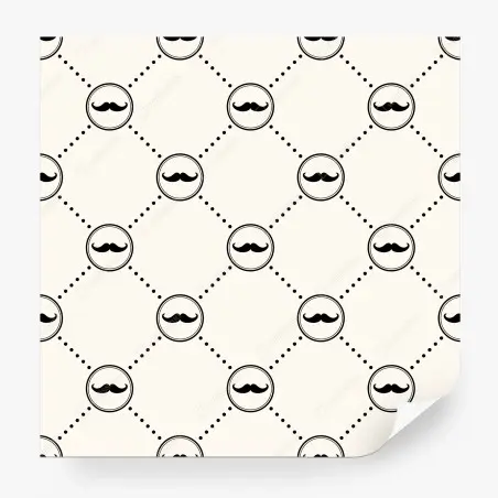 Papier peint motif moustaches rétro en réseau – Wallnifity®