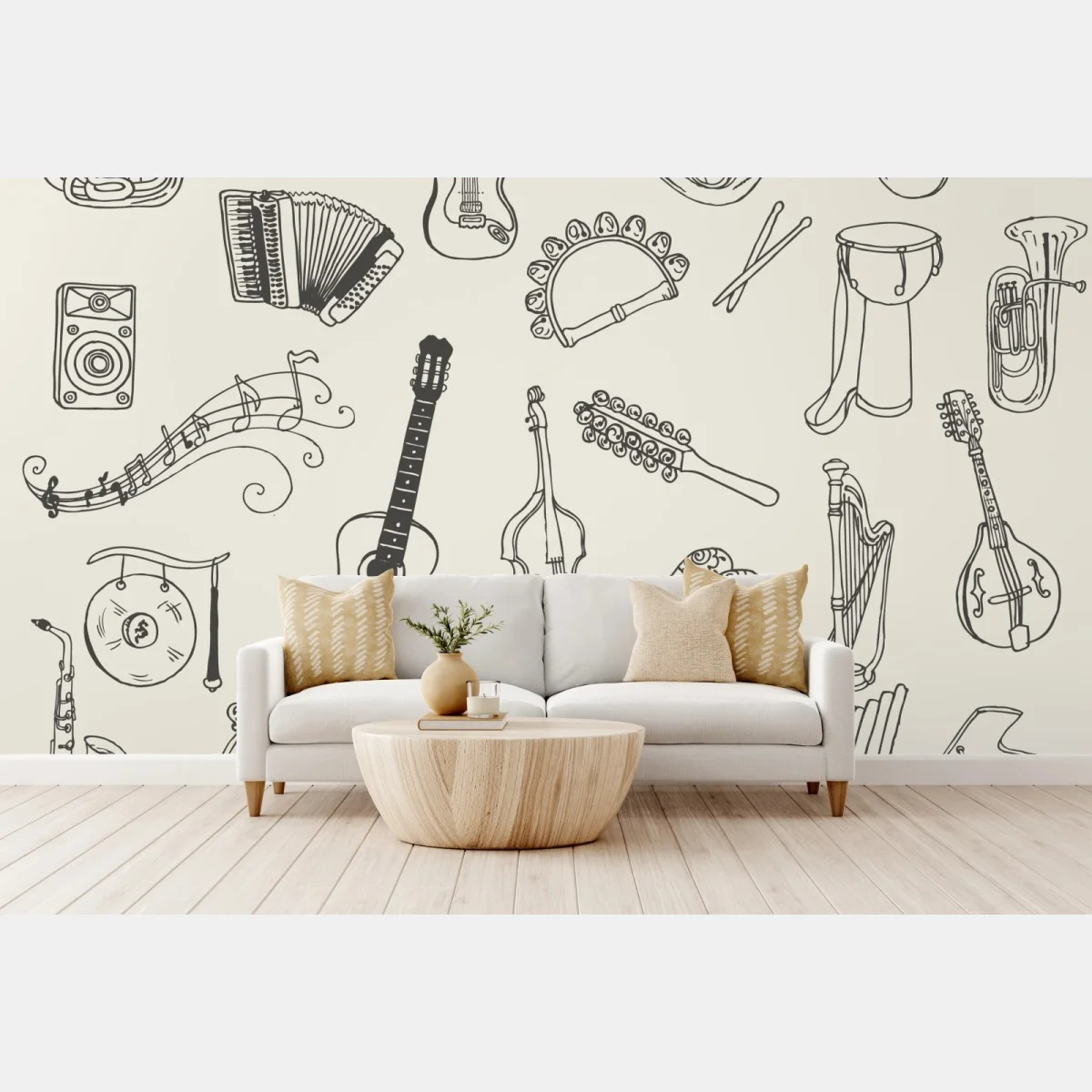 Papier peint collection d'instruments de musique dessinés à la main – Wallnifity® Papier peint collection d'instruments de musique dessinés à la main – Wallnifity®