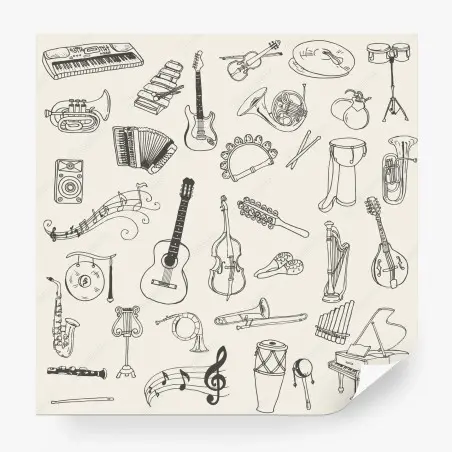 Papier peint collection d'instruments de musique dessinés à la main – Wallnifity®