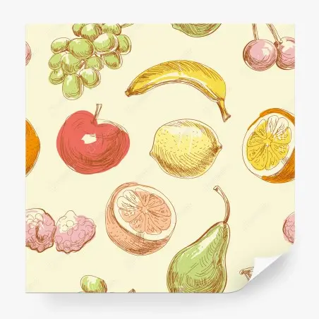 Papier peint motif de fruits croquis colorés – Wallnifity®