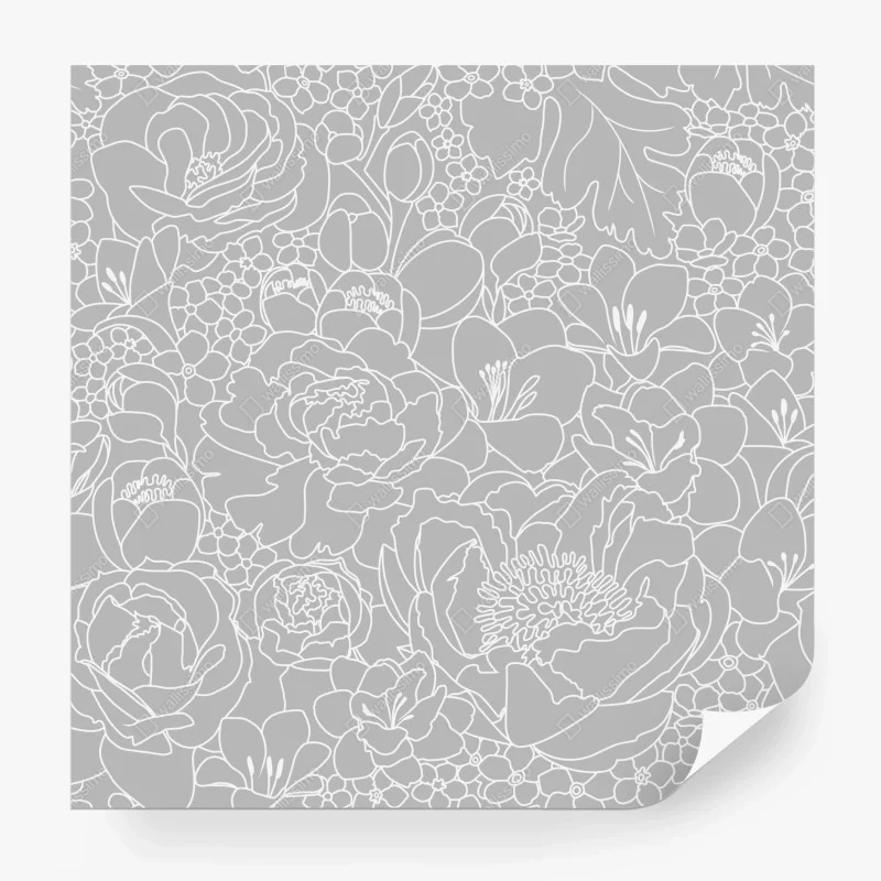 Papier peint motif floral monochrome élégant – Wallnifity® Papier peint motif floral monochrome élégant – Wallnifity®