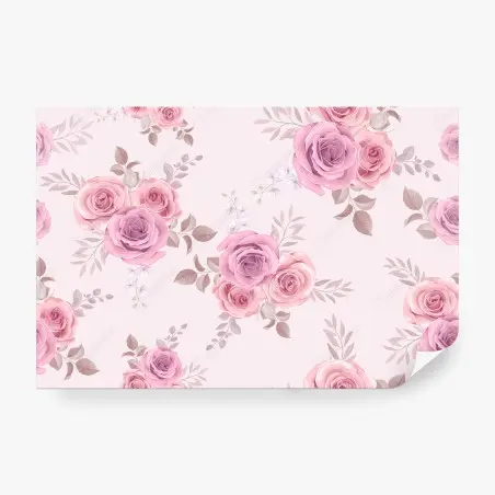 Papier peint motif floral de roses pastel – Wallnifity®