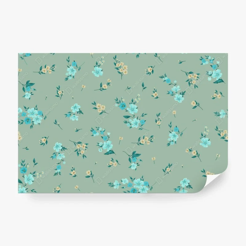 Papier peint motif floral menthe et turquoise – Wallnifity® Papier peint motif floral menthe et turquoise – Wallnifity®