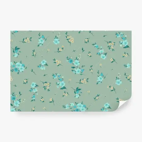 Papier peint motif floral menthe et turquoise – Wallnifity®