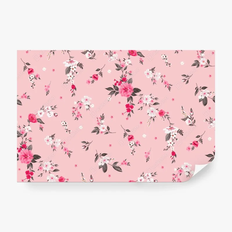 Papier peint douceur florale rose et blanche – Wallnifity®