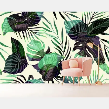 Papier peint feuillage tropical élégant – Wallnifity®