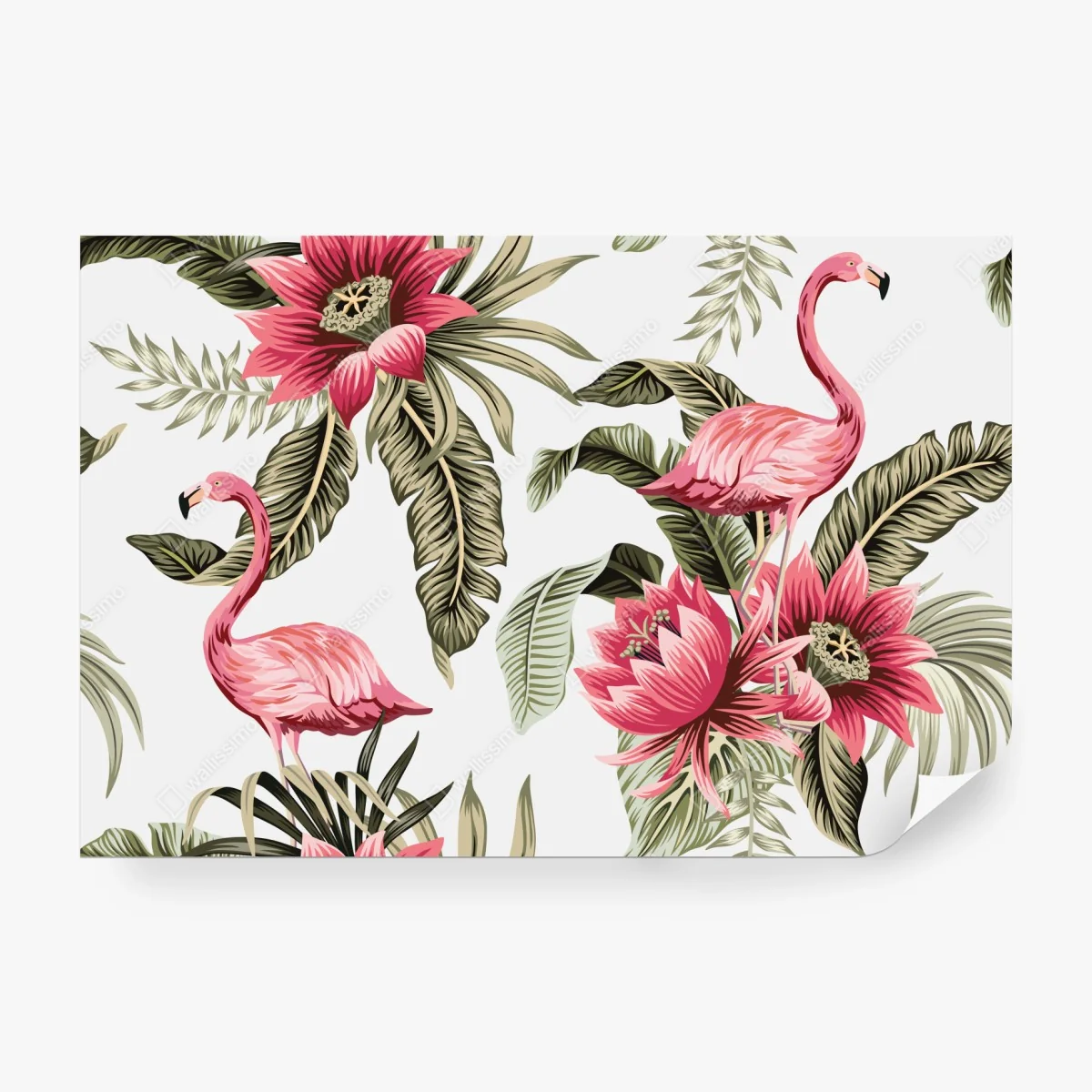 Papier peint motif tropical avec flamants roses et fleurs exotiques – Wallnifity® Papier peint motif tropical avec flamants roses et fleurs exotiques – Wallnifity®