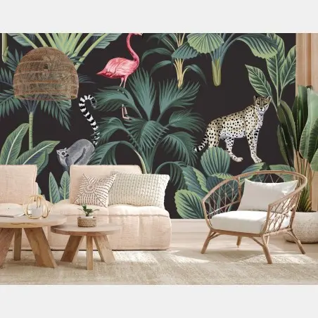 Papier peint jungle exotique aux animaux tropicaux – Wallnifity®