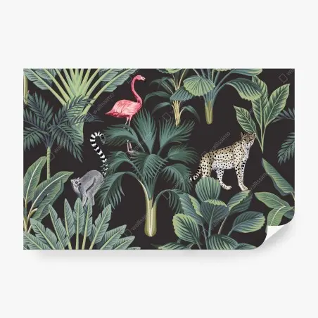 Papier peint jungle exotique aux animaux tropicaux – Wallnifity®