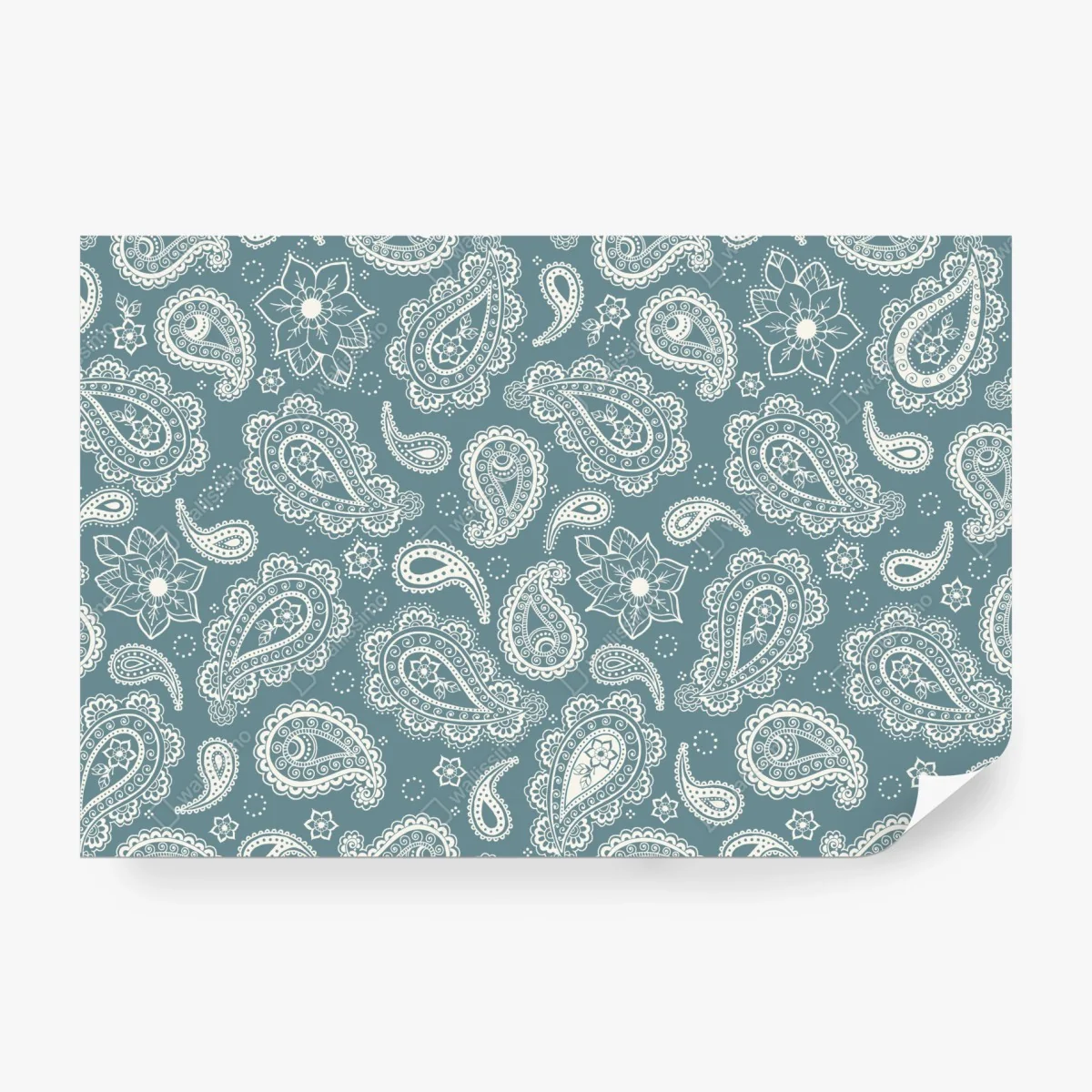 Papier peint motif cachemire floral bleu-vert élégant – Wallnifity® Papier peint motif cachemire floral bleu-vert élégant – Wallnifity®