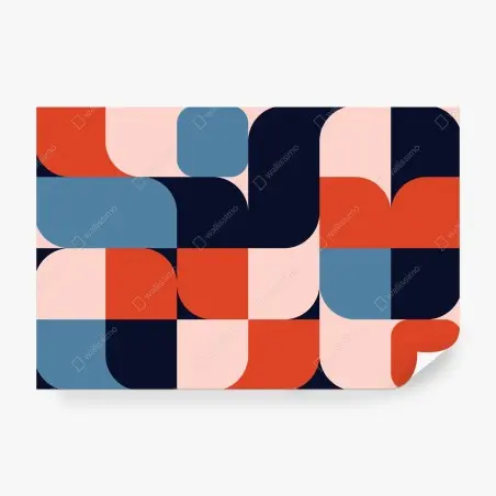 Papier peint motif géométrique rétro aux formes arrondies et palette vive – Wallnifity®
