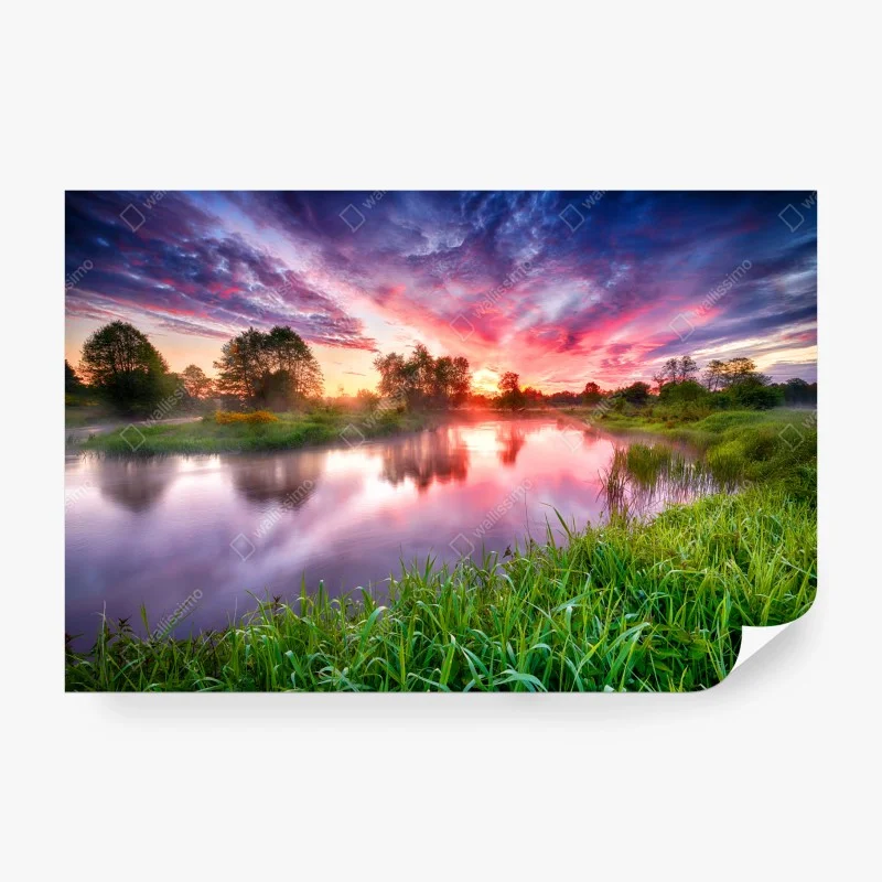 Papier peint aurore enchanteresse au bord de la rivière – Wallnifity® Papier peint aurore enchanteresse au bord de la rivière – Wallnifity®