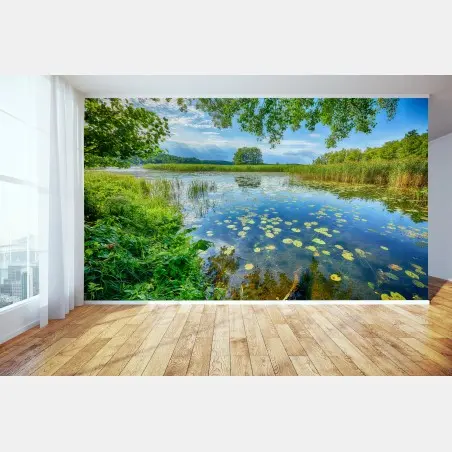 Papier peint paysage estival au bord du lac en Mazurie – Wallnifity®