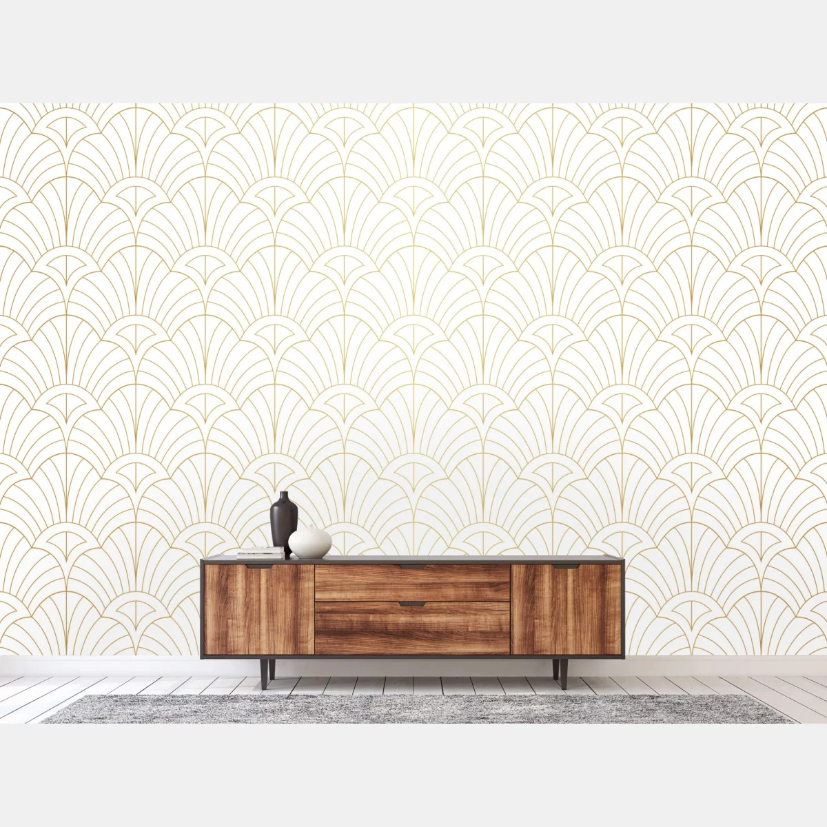 Papier peint motif art déco doré sur fond blanc – Wallnifity® Papier peint motif art déco doré sur fond blanc – Wallnifity®