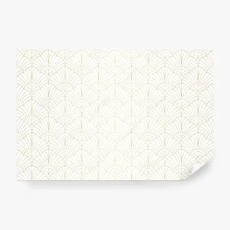 Papier peint motif art déco doré sur fond blanc – Wallnifity®