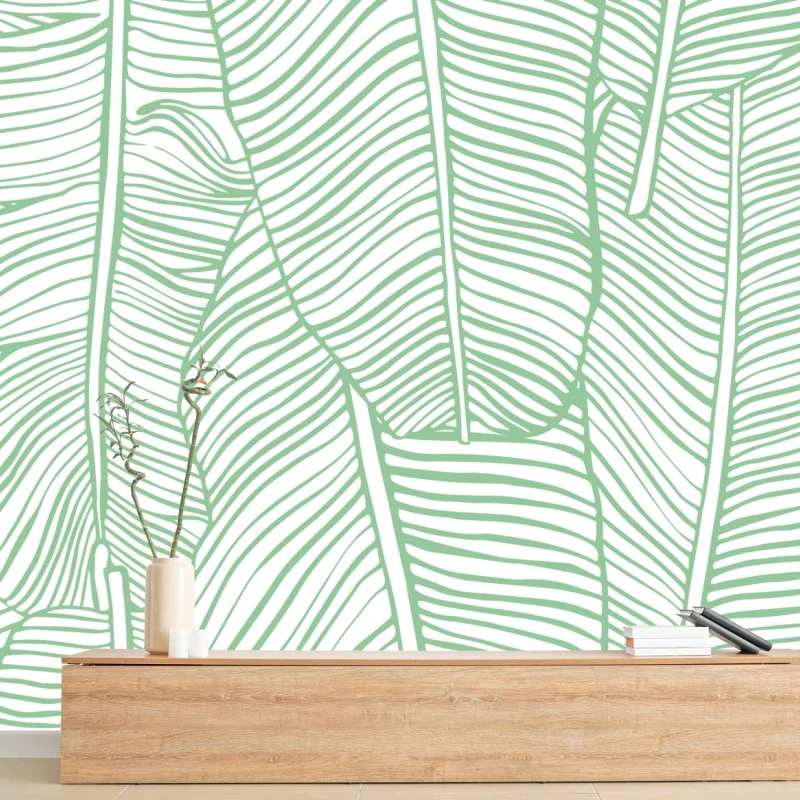 Papier peint motif feuilles de bananier vert menthe – Wallnifity® Papier peint motif feuilles de bananier vert menthe – Wallnifity®