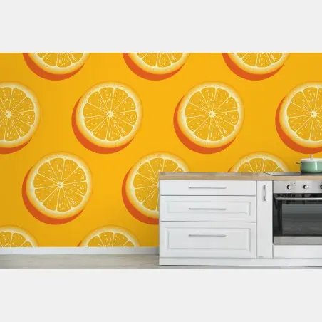 Papier peint motif d'oranges ensoleillées – Wallnifity®