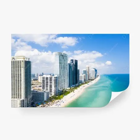 Papier peint vue panoramique de la côte urbaine ensoleillée – Wallnifity®