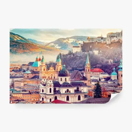 Papier peint vue pittoresque de Salzburg au crépuscule – Wallnifity®