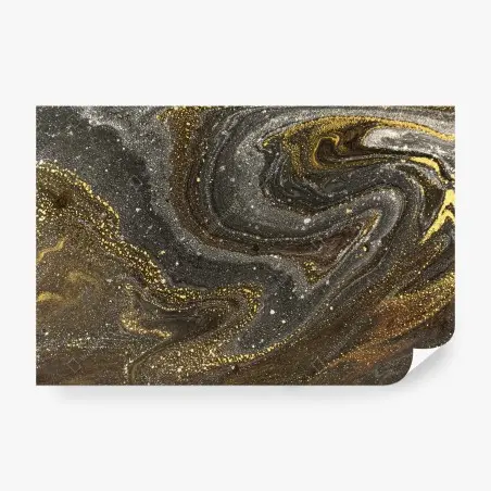 Papier peint tourbillons dorés sur marbre sombre – Wallnifity®