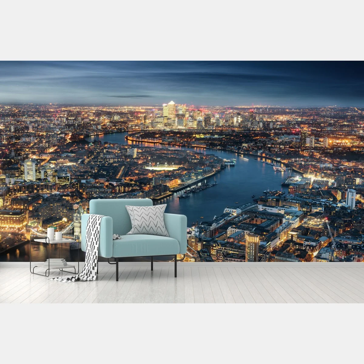 Papier peint vue aérienne nocturne de Londres et du Tower Bridge – Wallnifity® Papier peint vue aérienne nocturne de Londres et du Tower Bridge – Wallnifity®
