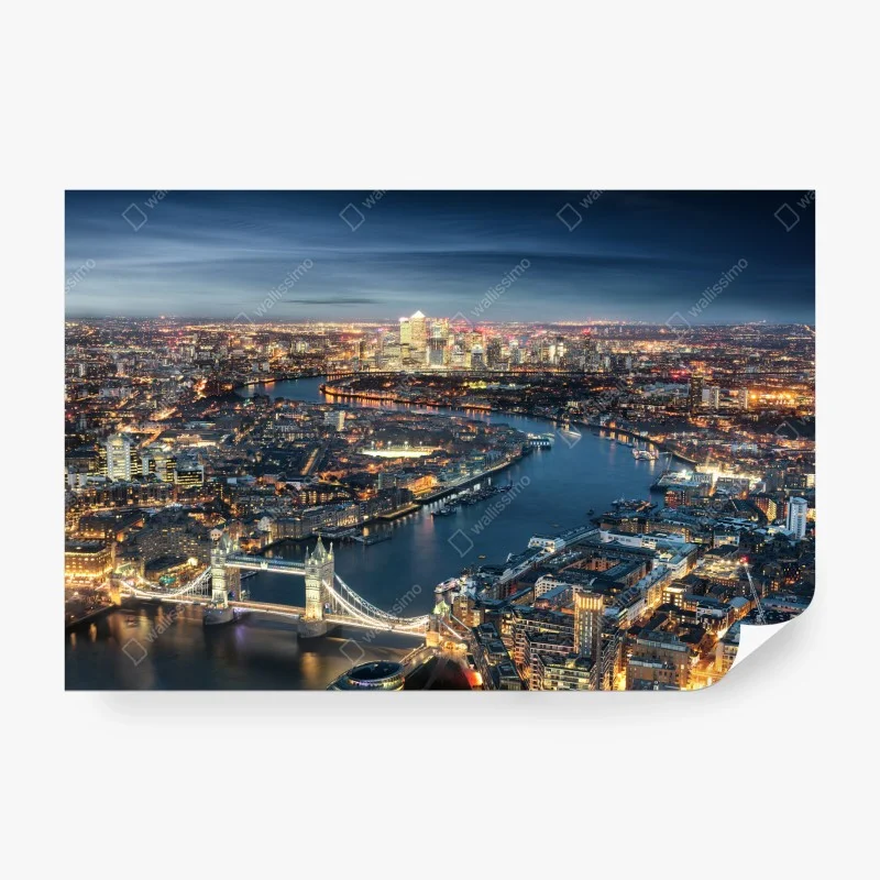 Papier peint vue aérienne nocturne de Londres et du Tower Bridge – Wallnifity® Papier peint vue aérienne nocturne de Londres et du Tower Bridge – Wallnifity®