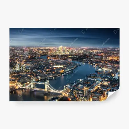Papier peint vue aérienne nocturne de Londres et du Tower Bridge – Wallnifity®