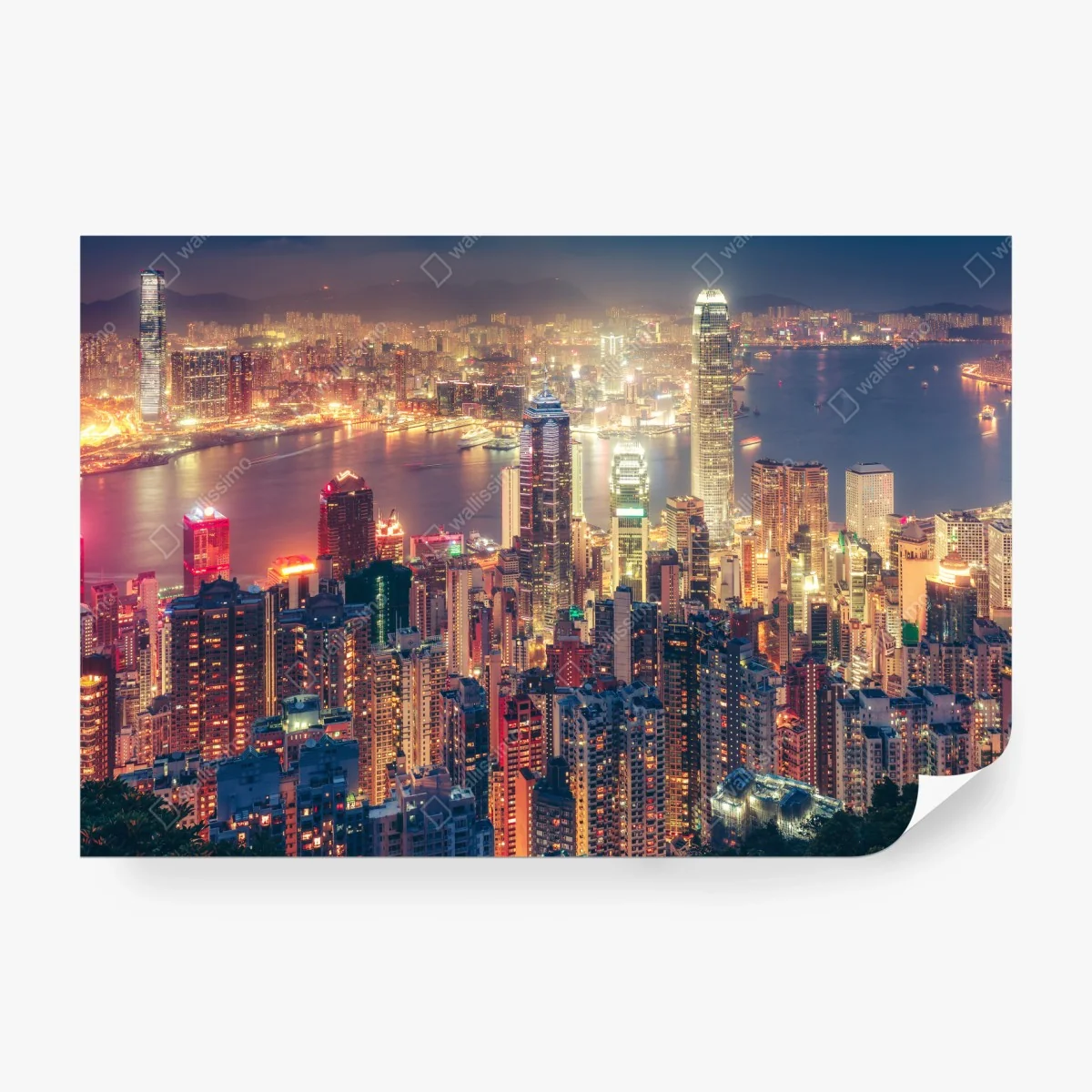 Papier peint vue panoramique nocturne de Hong Kong depuis Victoria Peak – Wallnifity® Papier peint vue panoramique nocturne de Hong Kong depuis Victoria Peak – Wallnifity®