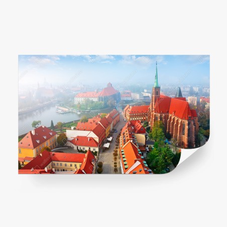 Papier peint panorama de la vieille ville aux toits rouges – Wallnifity®