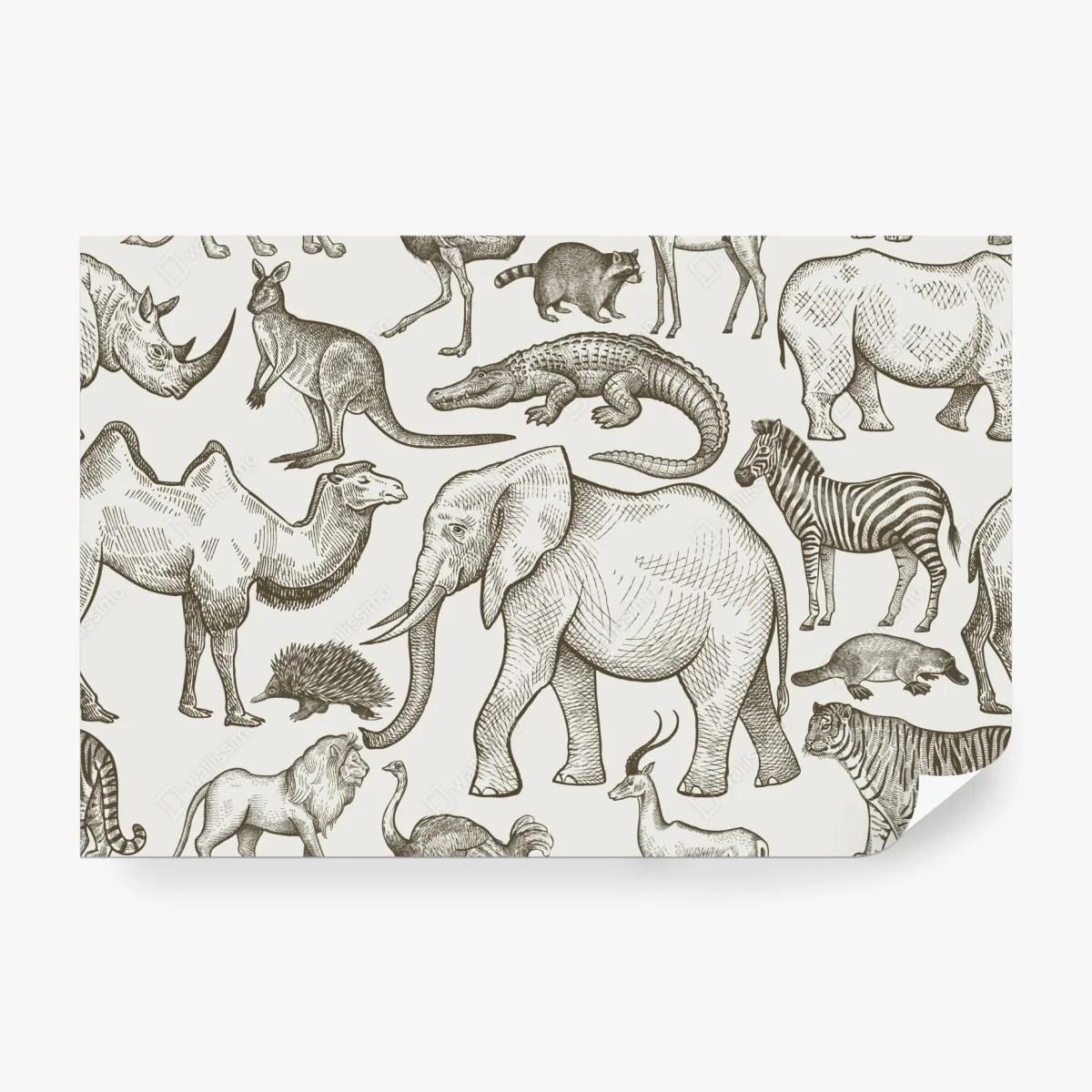 Papier peint motif d'animaux sauvages style gravure – Wallnifity® Papier peint motif d'animaux sauvages style gravure – Wallnifity®